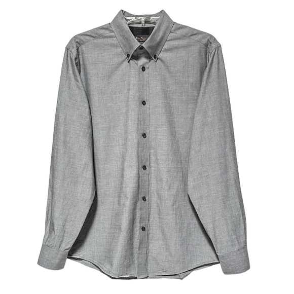 Ben Sherman Micro Dot Gray Button Down Long Sleeve Shirt - Picture 1 of 8
